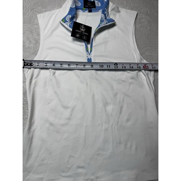 Sailor-Sailor Britt Sleeveless Tennis Top White Tennis Life Blue SZ S UPF 50+ NW - Picture 7 of 12